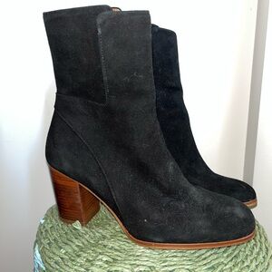 FREE PEOPLE Black Suede Heeled Boots size 37/ 6.5